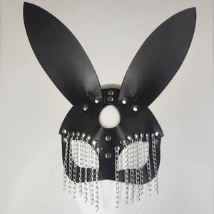 Black Bunny Rabbit Mask with Tassels